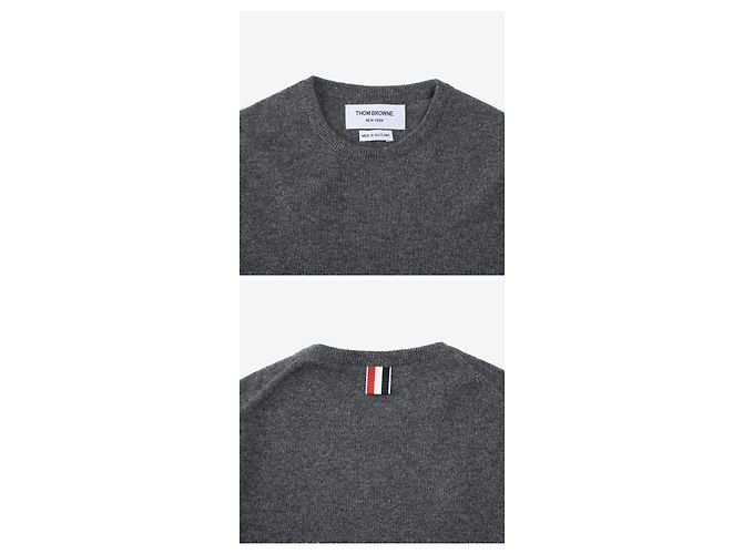 Thom Browne Navyblauer Damenstrick aus Kaschmir mit Streifen Braun - Ansicht 6