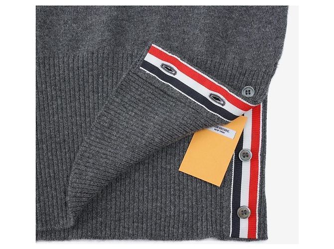 Thom Browne Navyblauer Damenstrick aus Kaschmir mit Streifen Braun - Ansicht 9