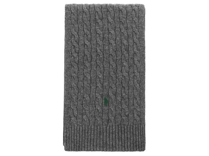 Ralph Lauren Pony Cable Knit Scarf Brown - view 3