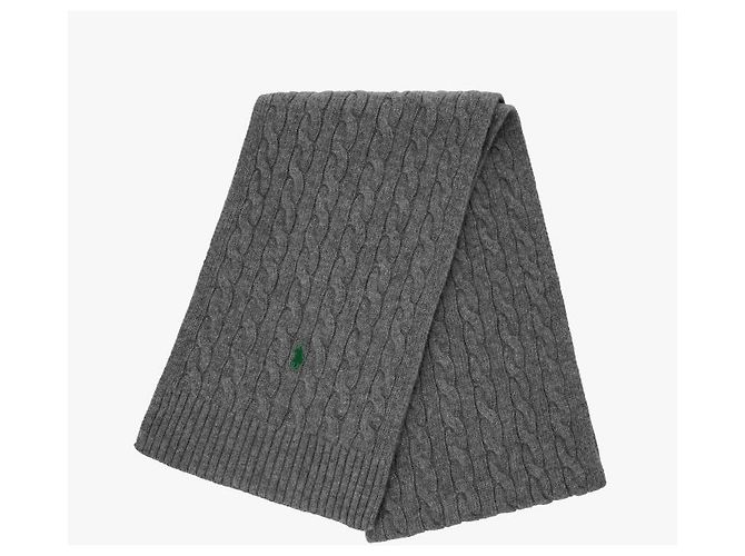 Ralph Lauren Pony Cable Knit Scarf Brown - view 6