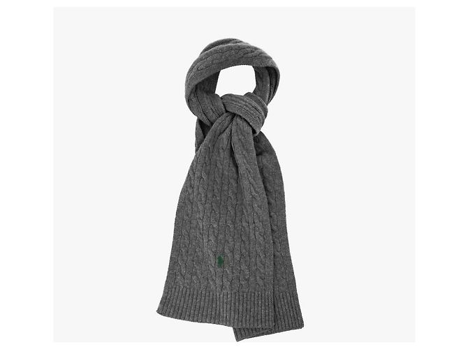 Ralph Lauren Pony Cable Knit Scarf Brown - view 7