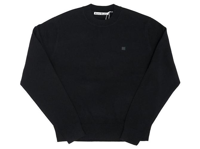 Acne Knit Face Logo Patch Knit Black - view 3