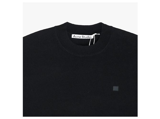 Acne Knit Face Logo Patch Knit Black - view 6
