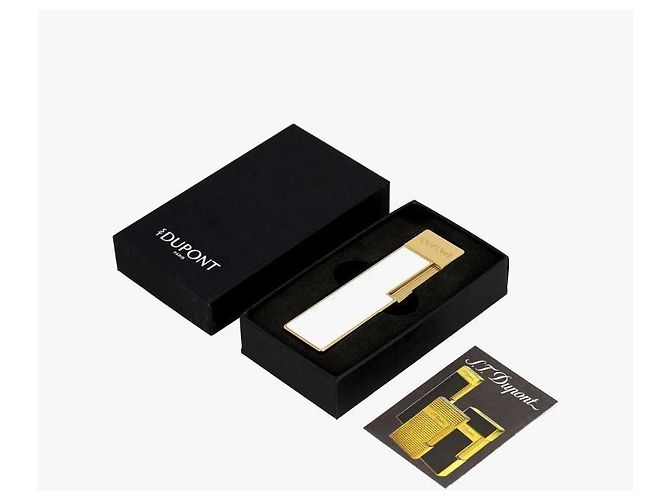 St Dupont Isqueiro Twiki em ouro branco Dourado - vista 9
