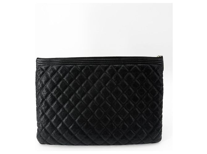 Chanel Clutch Caviar Gold Boy Large Nero - vista 3