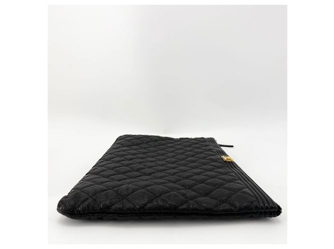 Chanel Clutch Caviar Gold Boy Large Nero - vista 4
