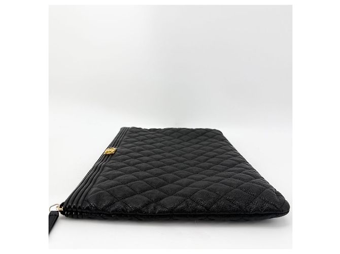 Chanel Clutch Caviar Gold Boy Large Nero - vista 5