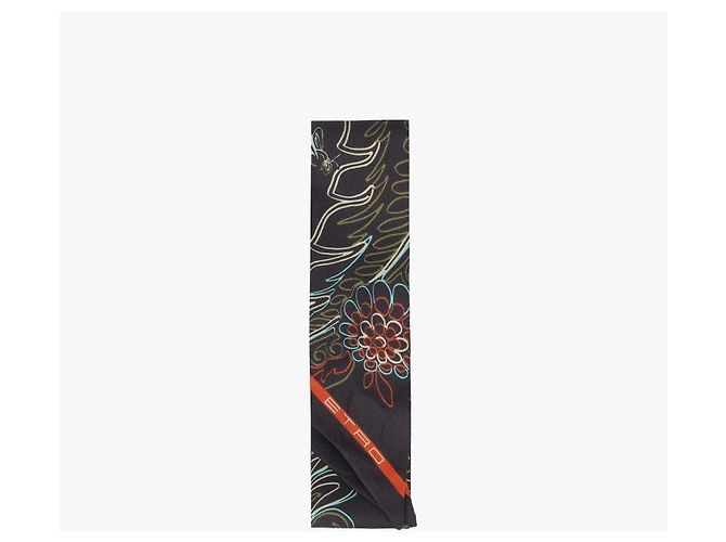 Etro Sciarpa skinny in seta Paisley Nero - vista 5