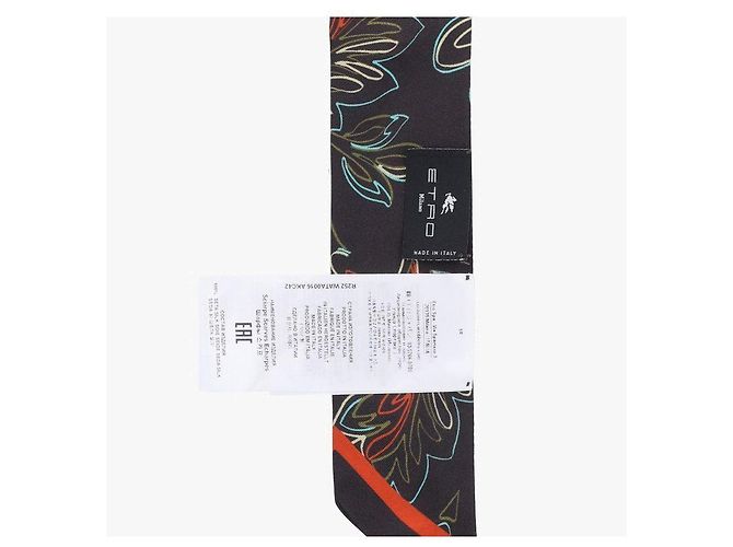Etro Sciarpa skinny in seta Paisley Nero - vista 8