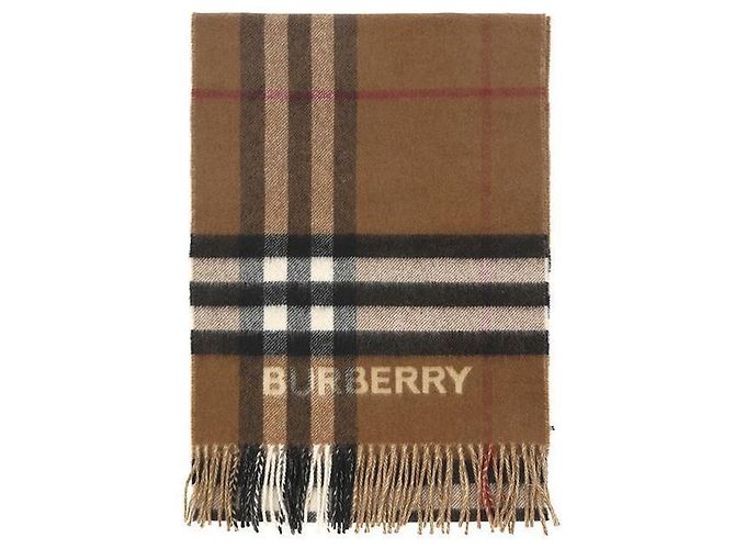 Burberry Sciarpa larga in cashmere a quadri con frange Marrone - vista 3