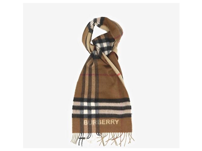 Burberry Sciarpa larga in cashmere a quadri con frange Marrone - vista 7