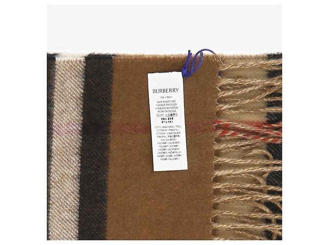 Burberry Sciarpa larga in cashmere a quadri con frange Marrone - vista 9