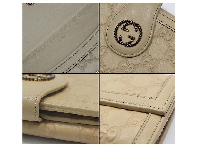 Gucci Portafoglio lungo beige con borchie logo GG Marrone - vista 6