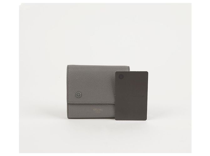 Céline Cartera tríptico de cuero gris Castaño - vista 10