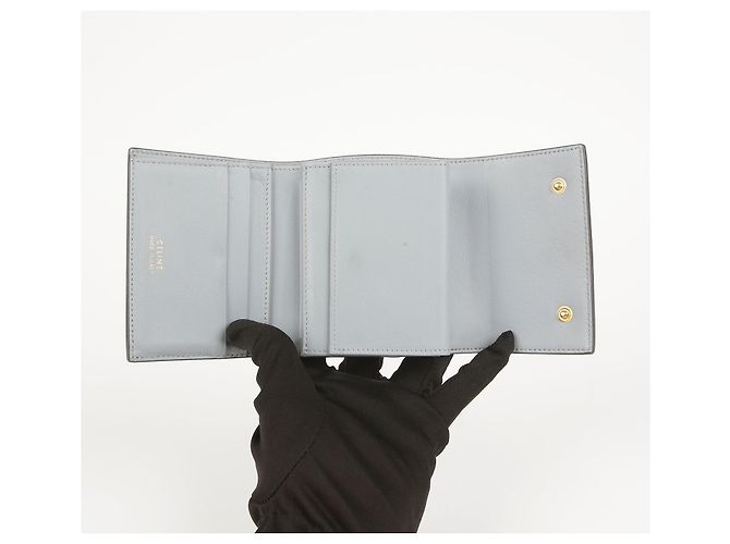 Céline Cartera tríptico de cuero gris Castaño - vista 6