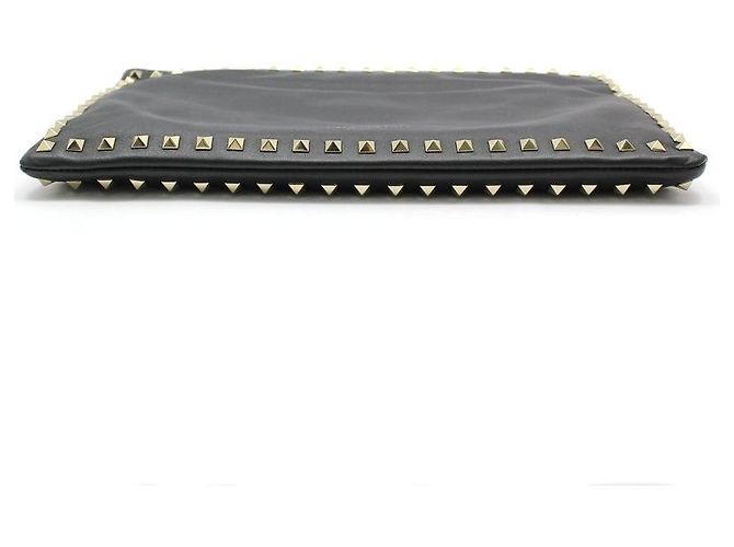Valentino Clutch con tracolla larga in pelle nera con borchie dorate Nero - vista 5