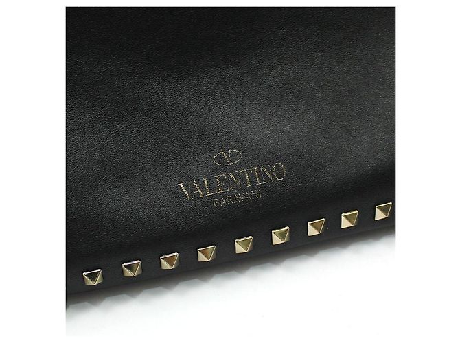 Valentino Clutch con tracolla larga in pelle nera con borchie dorate Nero - vista 7
