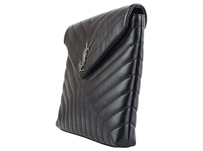 Saint Laurent Clutch Loulou Flap Matelassé Argento - vista 2