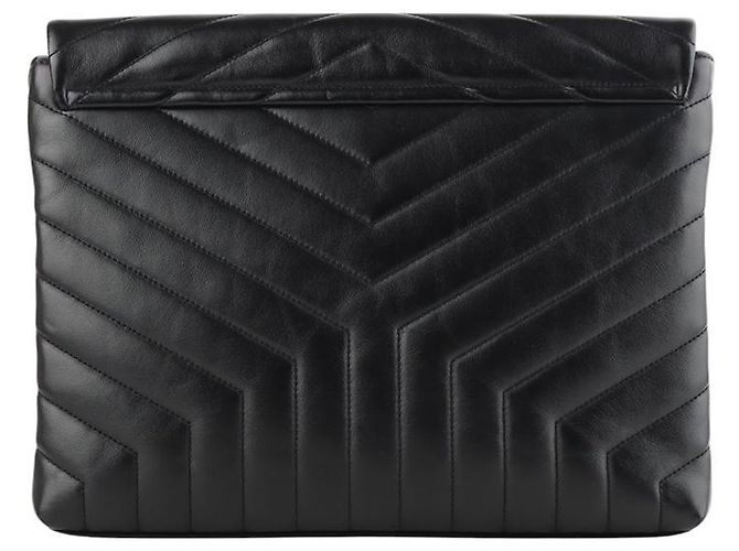 Saint Laurent Clutch Loulou Flap Matelassé Argento - vista 3
