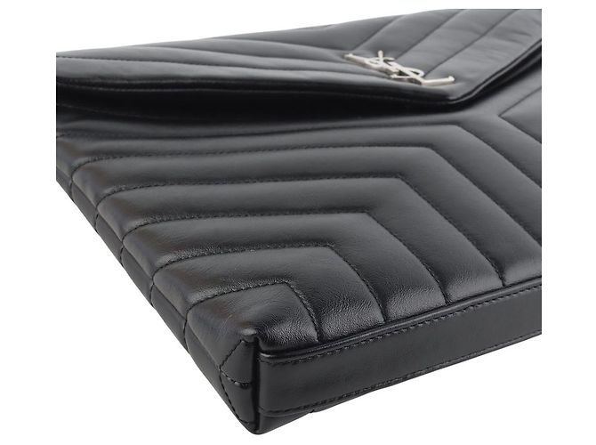 Saint Laurent Clutch Loulou Flap Matelassé Argento - vista 5