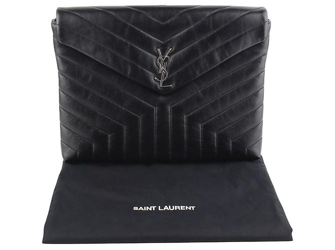 Saint Laurent Clutch Loulou Flap Matelassé Argento - vista 8