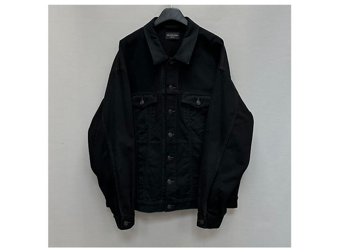 Balenciaga Jeansjacke mit handgezeichnetem BB-Logo Silber - Ansicht 5
