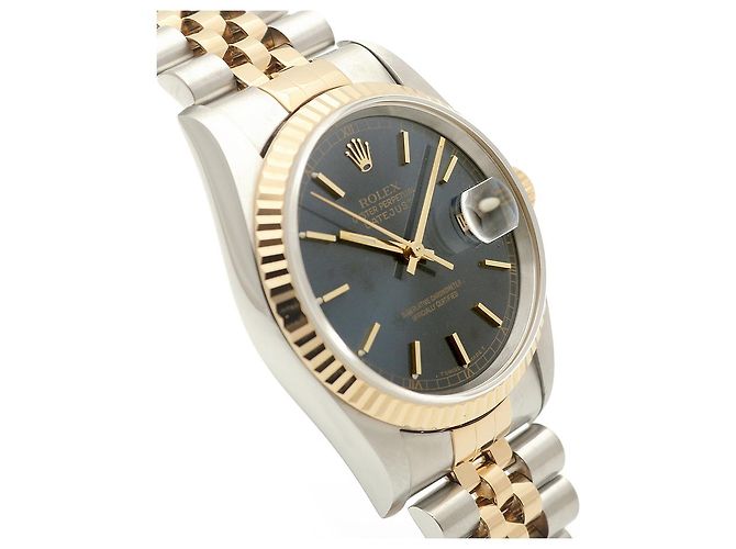 Rolex Datejust raro con quadrante blu originale e cinturino Bindex, orologio combo da uomo - vista 12