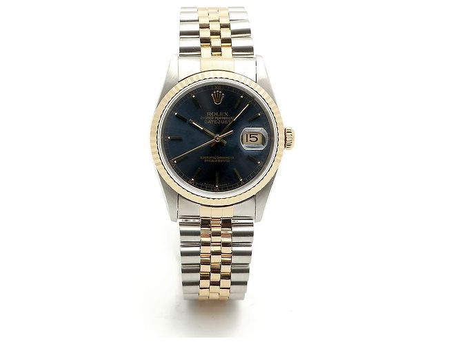Rolex Datejust raro con quadrante blu originale e cinturino Bindex, orologio combo da uomo - vista 17