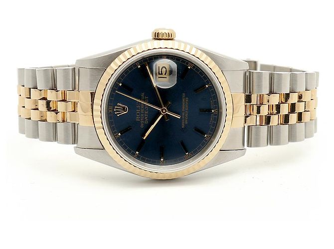 Rolex Datejust raro con quadrante blu originale e cinturino Bindex, orologio combo da uomo - vista 19