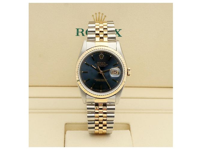 Rolex Datejust raro con quadrante blu originale e cinturino Bindex, orologio combo da uomo - vista 2