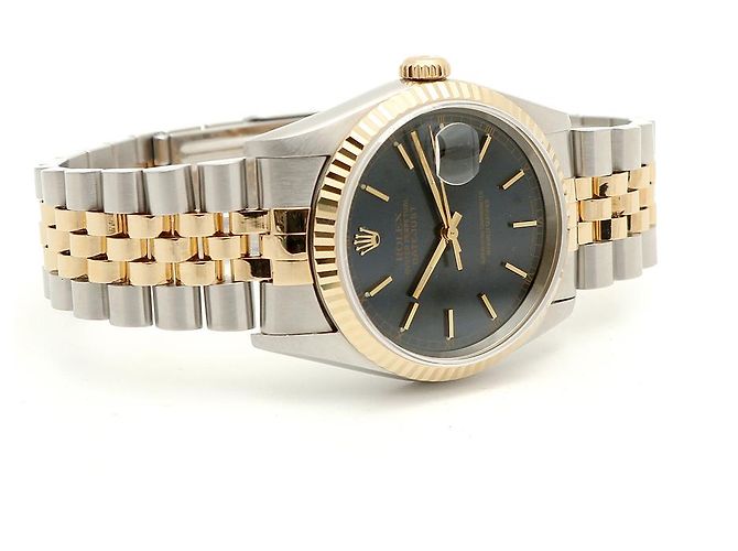 Rolex Datejust raro con quadrante blu originale e cinturino Bindex, orologio combo da uomo - vista 20