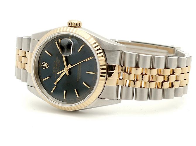 Rolex Datejust raro con quadrante blu originale e cinturino Bindex, orologio combo da uomo - vista 21