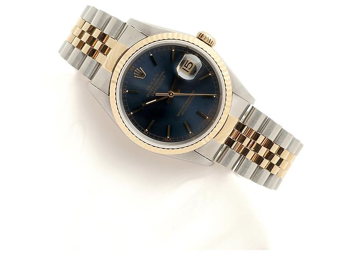 Rolex Datejust raro con quadrante blu originale e cinturino Bindex, orologio combo da uomo - vista 22