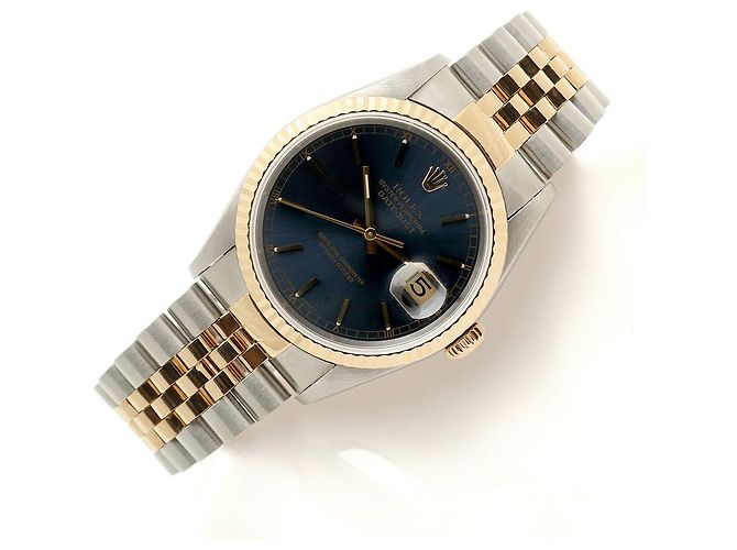 Rolex Datejust raro con quadrante blu originale e cinturino Bindex, orologio combo da uomo - vista 23
