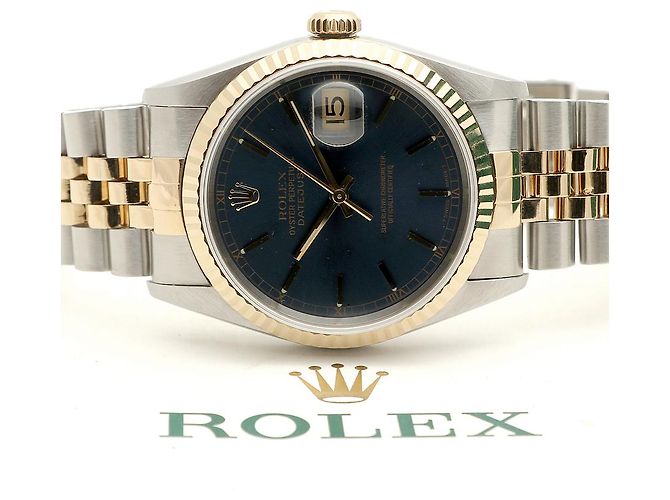 Rolex Datejust raro con quadrante blu originale e cinturino Bindex, orologio combo da uomo - vista 24
