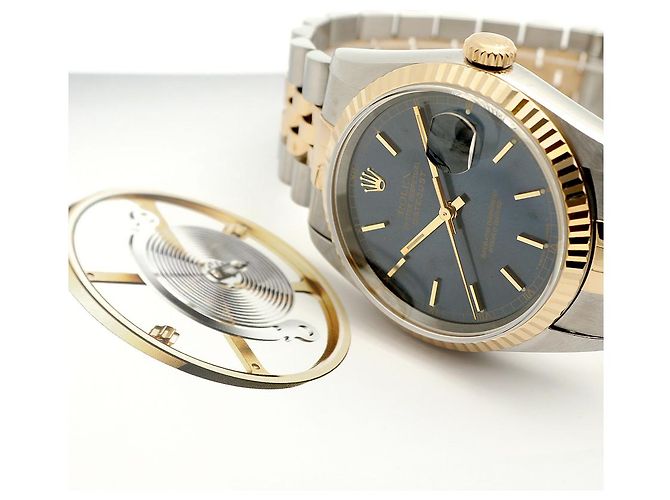 Rolex Datejust raro con quadrante blu originale e cinturino Bindex, orologio combo da uomo - vista 25