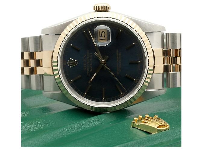 Rolex Datejust raro con quadrante blu originale e cinturino Bindex, orologio combo da uomo - vista 26