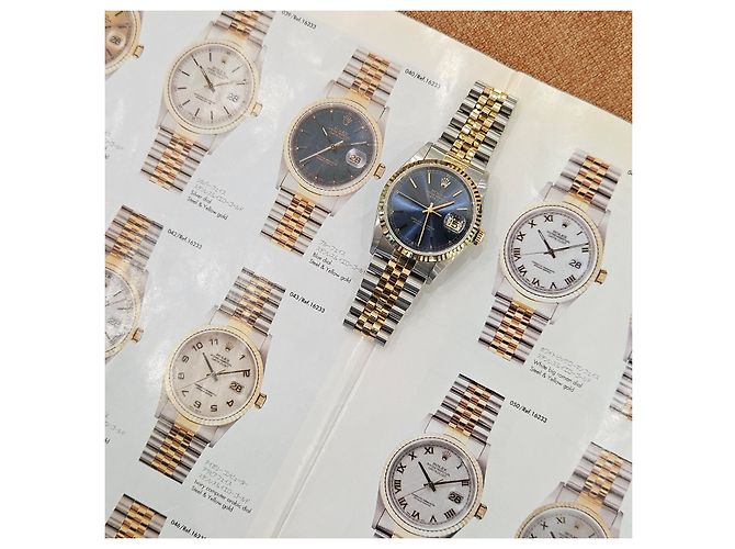 Rolex Datejust raro con quadrante blu originale e cinturino Bindex, orologio combo da uomo - vista 3