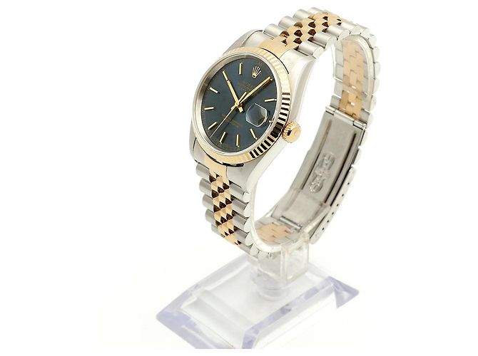 Rolex Datejust raro con quadrante blu originale e cinturino Bindex, orologio combo da uomo - vista 6