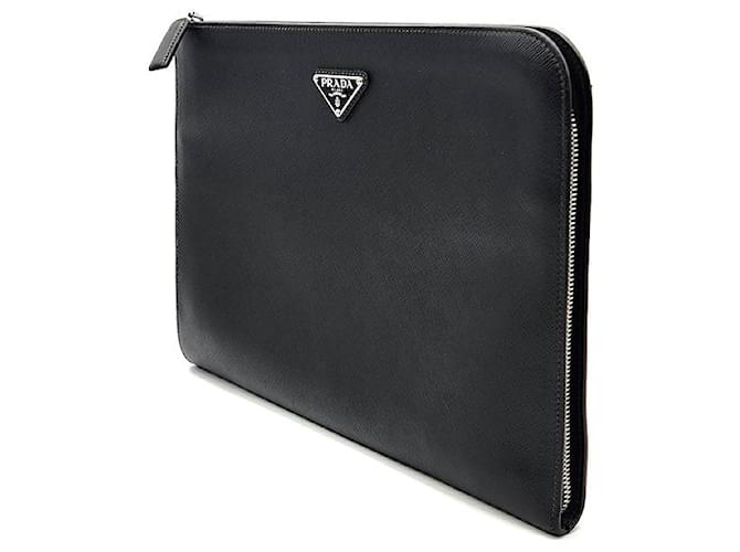 Prada Clutch Document Saffiano Nero - vista 2