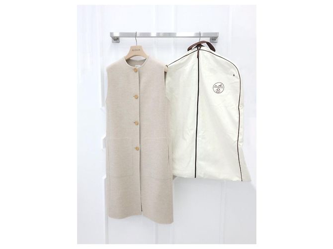 Hermès Chaleco largo recto de cachemira Blanco - vista 6