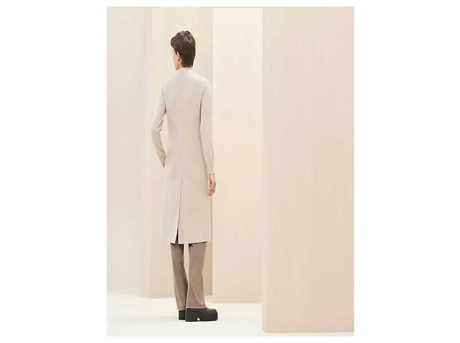 Hermès Chaleco largo recto de cachemira Blanco - vista 7