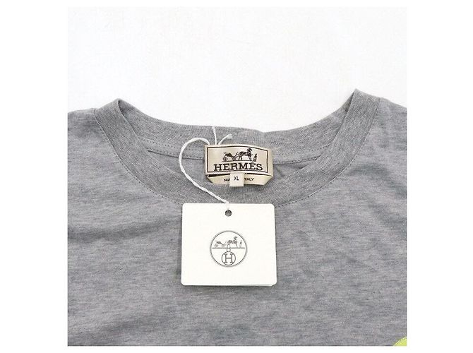 Hermès Kurzärmeliges Herren-T-Shirt Mini Patch Grau Braun - Ansicht 5