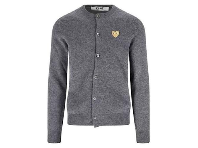Comme Des Garcons Wollstrickjacke mit goldenem Herz-Patch Braun - Ansicht 3