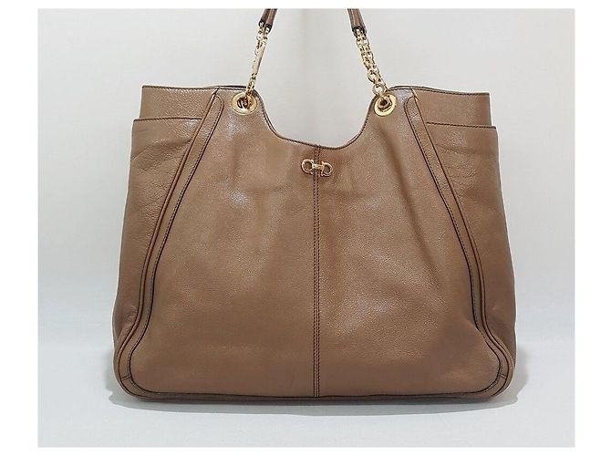 Salvatore Ferragamo Borsa Tote a Spalla con Catena Marrone - vista 2