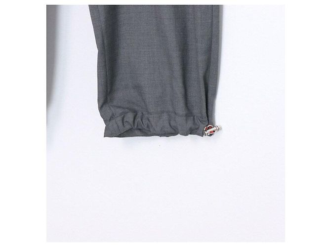 Thom Browne Mid Gray Wool Trousers with Four-Bar Stripe - view 3