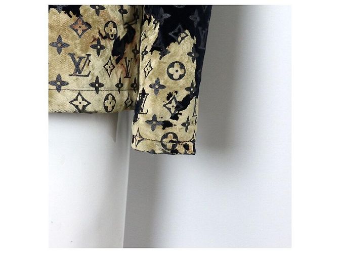 Louis Vuitton Giacca in denim e velluto misto con monogramma da uomo D'oro - vista 3