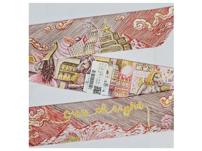 Hermès Sciarpa in seta Twilly City of Light da donna Rosso - vista 10