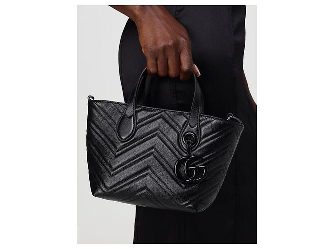 Gucci Borsa Tote Small GG Marmont Nero - vista 5