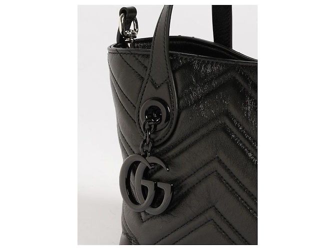 Gucci Borsa Tote Small GG Marmont Nero - vista 7